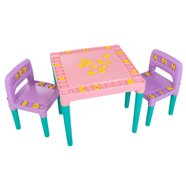 Mesa Educativa Com 2 Cadeiras Rosa